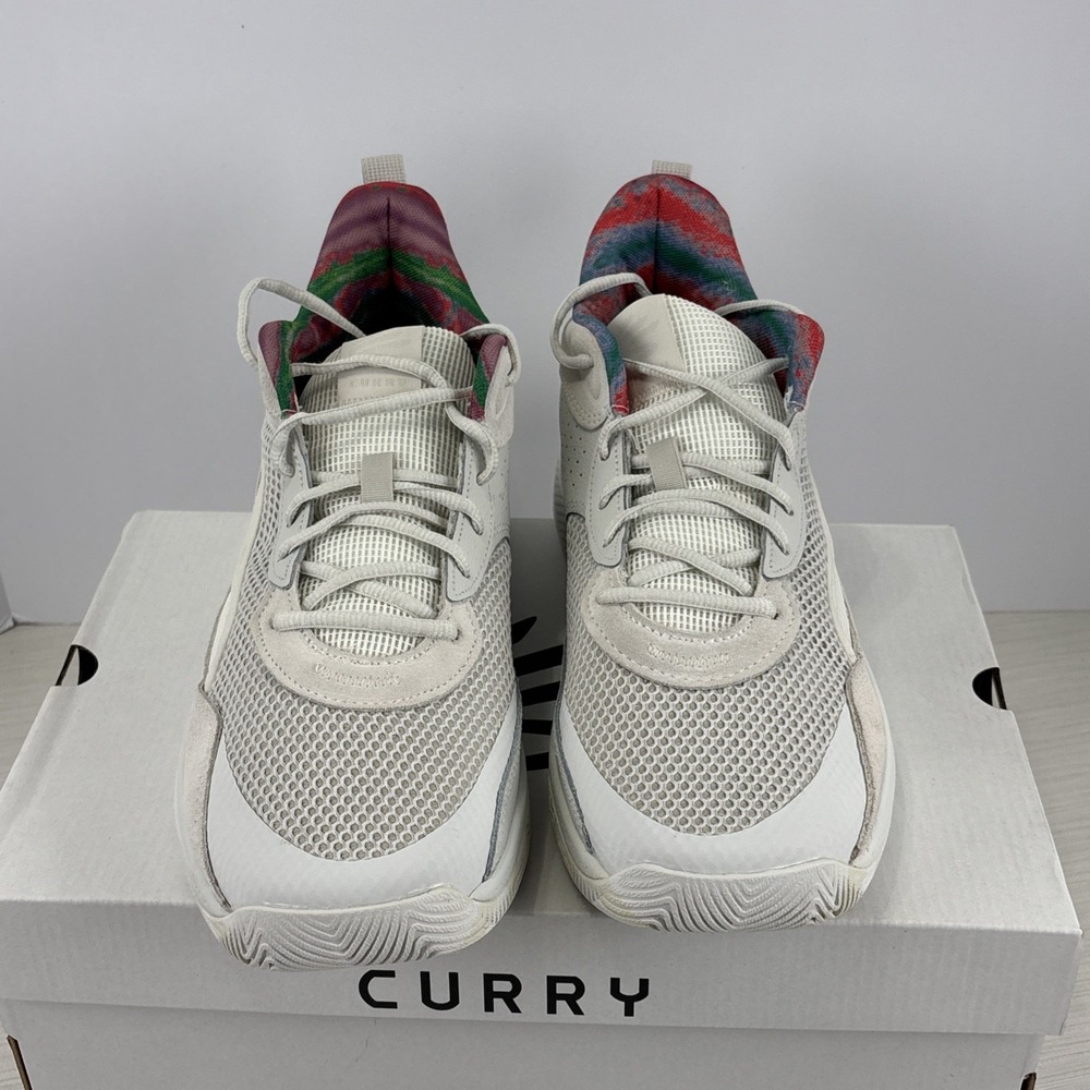 Under Armour Mens Sz 10.5 White Curry 3Z 24 SDE Basketball Shoe 3028191-114 NEW - Picture 2 of 8